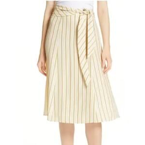 Rag & Bone Felix Stripe Silk Skirt Yellow size 12